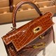 エルメスケリーミニ Kelly bag miniMini Kelly New stock  Alligateor Crocodile ブリュレ 4G /Brulee ゴールド金具 kellymini-097 全手縫い