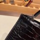 エルメスケリーミニ Kelly bag miniMini Kelly New stock  Alligateor ブラック 89/ Black (Noir) シルバー金具 kellymini-102 全手縫い