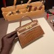 エルメスケリーミニ Kelly bag miniMini Kelly New stock  Alligateor crocodile  タバックキャメル 24/Tabac Camel ゴールド金具 kellymini-104 全手縫い