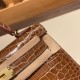 エルメスケリーミニ Kelly bag miniMini Kelly New stock  Alligateor crocodile  タバックキャメル 24/Tabac Camel ゴールド金具 kellymini-104 全手縫い