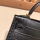 エルメスケリーミニ Kelly bag miniMini Kelly New stock  Alligateor crocodile ブラック 89/ Black (Noir) ゴールド金具 kellymini-107 全手縫い