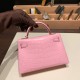 エルメスケリーミニ Kelly bag miniMini Kelly New stock  Alligateor crocodile  ピンク 5P /Pink ゴールド金具 kellymini-109 全手縫い