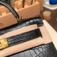 エルメスケリーミニ Kelly bag miniMini Kelly New stock  Alligateor crocodile  ブラック 89 /Black ゴールド金具 kellymini-110 全手縫い