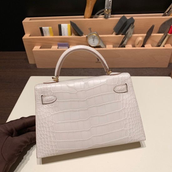 エルメスケリーミニ Kelly bag miniMini Kelly New stock  Alligateor crocodile ベトン 8L/Beton (Béton) ゴールド金具 kellymini-111 全手縫い