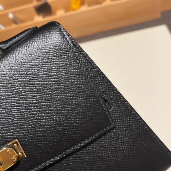 エルメス両面ケリー 不規則なデザイン ヴォーエプソン 89/Black (Noir) ブラック ゴールド金具   kelly-new-001 全手縫い