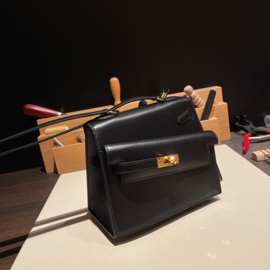 エルメス両面ケリー 不規則なデザイン ボックスカーフ box 89/Black (Noir) ブラック ゴールド金具   kelly-new-010 全手縫い