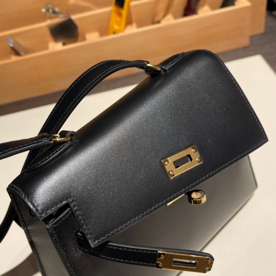 エルメス両面ケリー 不規則なデザイン ボックスカーフ box 89/Black (Noir) ブラック ゴールド金具   kelly-new-010 全手縫い