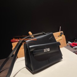 エルメス両面ケリー 不規則なデザイン ボックスカーフ box 89/Black (Noir) ブラック シルバー金具  kelly-new-011 全手縫い