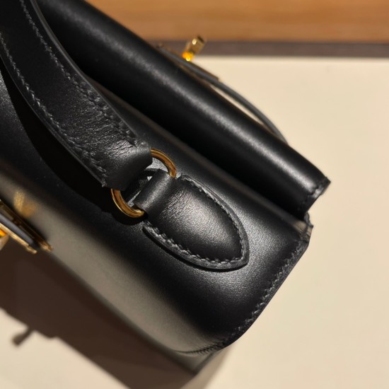 エルメス両面ケリー 不規則なデザイン ヴォーエプソン 89/Black (Noir) ブラック ゴールド金具   kelly-new-012 全手縫い