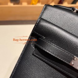 エルメス両面ケリー 不規則なデザイン ヴォーエプソン 89/Black (Noir) ブラック シルバー金具  kelly-new-014 全手縫い