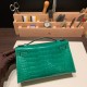 エルメス ポシェットケリー kelly pochette  Crocodile Alligator 6Q/ Vert Emeraude ゴールド金具 Pochette--005 全手縫い