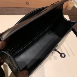 エルメス ポシェットケリー kelly pochette  box ボックスカーフ  ブラック 89 /Black (Noir) Black Hardware Pochette--006 全手縫い