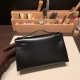 エルメス ポシェットケリー kelly pochette  box ボックスカーフ  ブラック 89/ Black (Noir) シルバー金具 Pochette--007 全手縫い