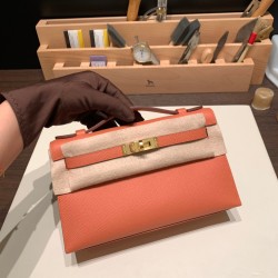 エルメス ポシェットケリー kelly pochette  Epsom ヴォーエプソン ローズティー 3L /Rose Tea ゴールド金具 Pochette--015 全手縫い