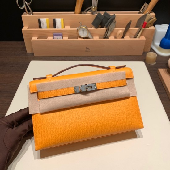 エルメス ポシェットケリー kelly pochette  Epsom ヴォーエプソン ソレイユ 9H/Soleil ゴールド金具 Pochette--017 全手縫い