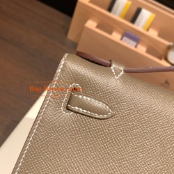 エトゥープ 18/Étoupe Grey シルバー金具 Pochette--021 全手縫いエルメス ポシェットケリー kelly pochette  Epsom ヴォーエプソン 
