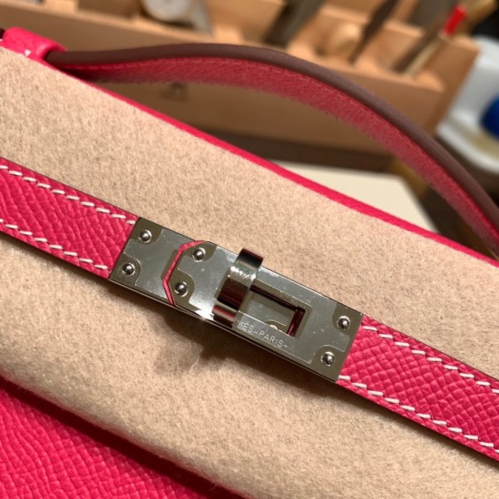 エルメス ポシェットケリー kelly pochette  Epsom ヴォーエプソン ローズキャンディ 8T /Rose Candy  シルバー金具 Pochette--023 全手縫い