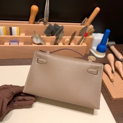 エルメス ポシェットケリー kelly pochette  swift スイフト グリエレファント 8C /Elephant Grey シルバー金具 Pochette--024 全手縫い