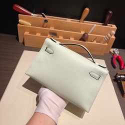 エルメス ポシェットケリー kelly pochette  swift スイフト ヴェールフィズ 0S vertdeau シルバー金具 Pochette--031 全手縫い