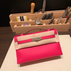 エルメス ポシェットケリー kelly pochette  swift スイフト ローズメキシコ 0D /Rose Mexico シルバー金具 Pochette--044 全手縫い