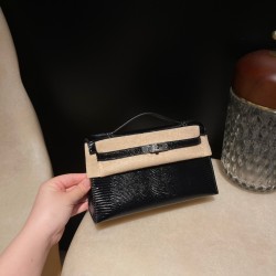 リザード エルメス ポシェットケリー kelly pochette  89 /Black (Noir) ブラック