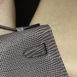 リザード エルメス ポシェットケリー kelly pochette  84 Gris Fonce