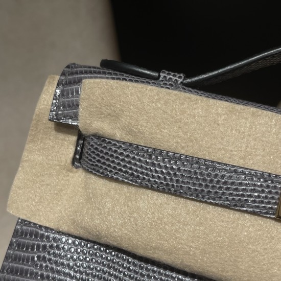 リザード エルメス ポシェットケリー kelly pochette  84 Gris Fonce