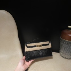 リザード エルメス ポシェットケリー kelly pochette  89/Black (Noir) ブラック