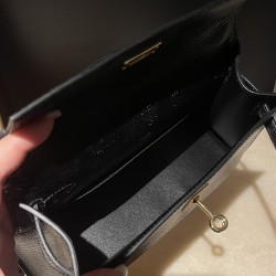 リザード エルメス ポシェットケリー kelly pochette  89/Black (Noir) ブラック