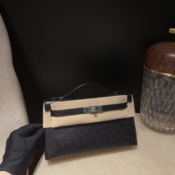 オーストリッチ エルメス ポシェットケリー kelly pochette  89/Black (Noir) ブラック