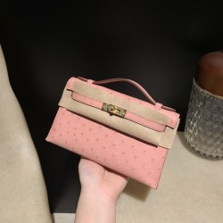 オーストリッチ エルメス ポシェットケリー kelly pochette  94/Terre Cuite  テリキュート