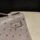 オーストリッチ エルメス ポシェットケリー kelly pochette  M8/Gris Asphalt  グリアスファルト