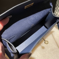オーストリッチ エルメス ポシェットケリー kelly pochette 73/Blue Saphir  ブルーサフィール