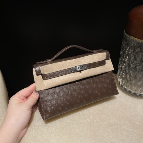 オーストリッチ エルメス ポシェットケリー kelly pochette 47/Chocolat ショコラ オーストリッチ エルメス ポシェットケリー kelly pochette 47/Chocolat ショコラ