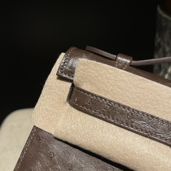 オーストリッチ エルメス ポシェットケリー kelly pochette 47/Chocolat ショコラ オーストリッチ エルメス ポシェットケリー kelly pochette 47/Chocolat ショコラ