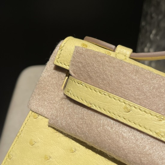 オーストリッチ エルメス ポシェットケリー kelly pochette 1Z/Jaune Poussin ジョーヌプッサン オーストリッチ エルメス ポシェットケリー kelly pochette 1Z/Jaune Poussin ジョーヌプッサン