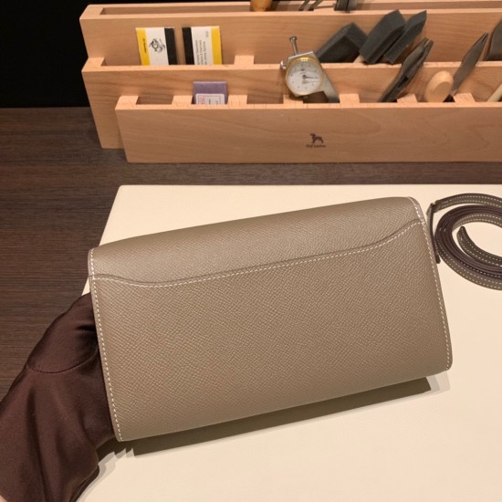 ケリーロング トゥー・ゴー Kelly to go  ヴォーエプソン epsom  18/Étoupe Grey (Étoupe)  エトゥープ ゴールド金具   kellyto-016 全手縫い