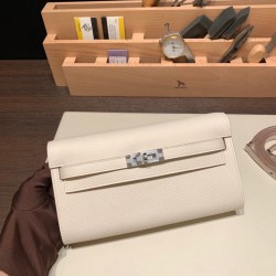 エルメス ケリーウォレット ロング トゥーゴー Kelly Wallet Long To Go   ヴォーエプソン epsom  10/Craie クレ シルバー金具  kellyto-039 全手縫い