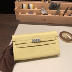 エルメス ケリーウォレット ロング トゥーゴー Kelly Wallet Long To Go  ヴォーエプソン epsom  1Z/Jaune Poussin  ジョーヌプッサン シルバー金具  kellyto-059 全手縫い
