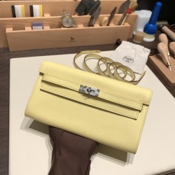 エルメス ケリーウォレット ロング トゥーゴー Kelly Wallet Long To Go   ヴォーエプソン epsom  1Z/Jaune Poussin  ジョーヌプッサン シルバー金具  kellyto-072 全手縫い