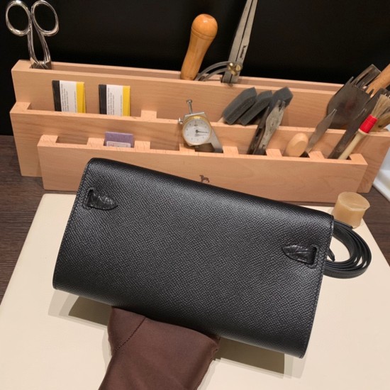 ケリーロング トゥー・ゴー Kelly to go  touch ヴォーエプソン  89/Black (Noir) ブラック ゴールド金具   kellyto-074 全手縫い