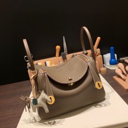 エルメス リンディ26 Clemence トリヨンクレマンス エトゥープ18 /Étoupe Grey ゴールド金具 lindy26-010 全手縫い