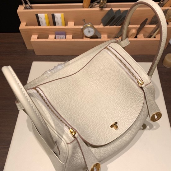 エルメス リンディ26 Clemence トリヨンクレマンス クレ 10 /Craie ゴールド金具 lindy26-015 全手縫い