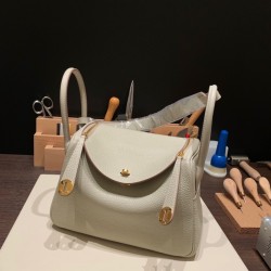 エルメス リンディ26 Clemence トリヨンクレマンス パールグレー 80 /Pearl Greyゴールド金具 lindy26-038 全手縫い