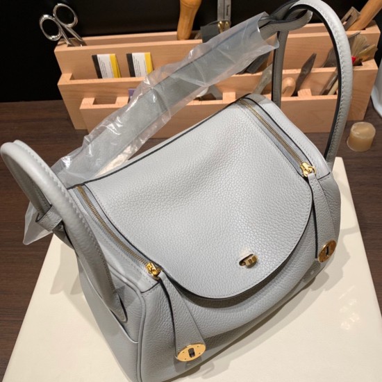 エルメス リンディ26 Clemence トリヨンクレマンス グリムエット 4Z /Gris Mouette ゴールド金具 lindy26-039 全手縫い