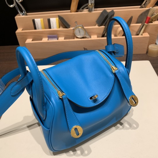 エルメス リンディミニ19 Mini Lindy  swift スイフト ブルーフリーダ 0F /Blue Frida    ゴールド金具    lindymini-014 