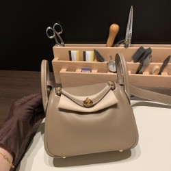 エルメス リンディミニ19 Mini Lindy 8C /Elephant Grey  グリエレファント 8C /Elephant Grey  ゴールド金具  lindymini-026 全手縫い