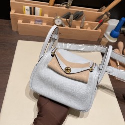 エルメス リンディミニ19 Mini Lindy Clemence トリヨンクレマンス エベーヌ 46 /Ebene   シルバー金具  lindymini-072 全手縫い