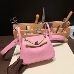 エルメス リンディミニ19 Mini Lindy Clemence トリヨンクレマンス モーヴシルベストル X9 /Mauve Sylvestre   シルバー金具  lindymini-104 全手縫い