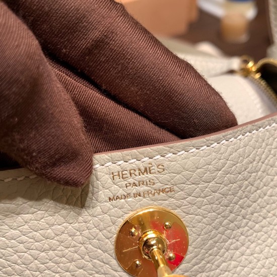 エルメス リンディミニ19 Mini Lindy Clemence トリヨンクレマンス パールグレー 80 / Pearl Grey  ゴールド金具  lindymini-108 全手縫い